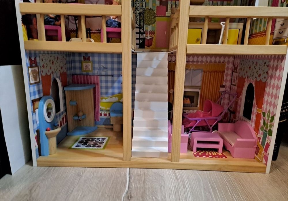 Дървена къща за кукли Iso Trade, голяма, с аксесоари