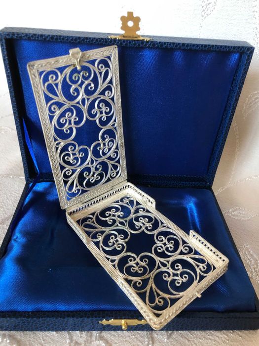 Визитник, руски сребърен филигран, ръчна изработка, сертификат, нов