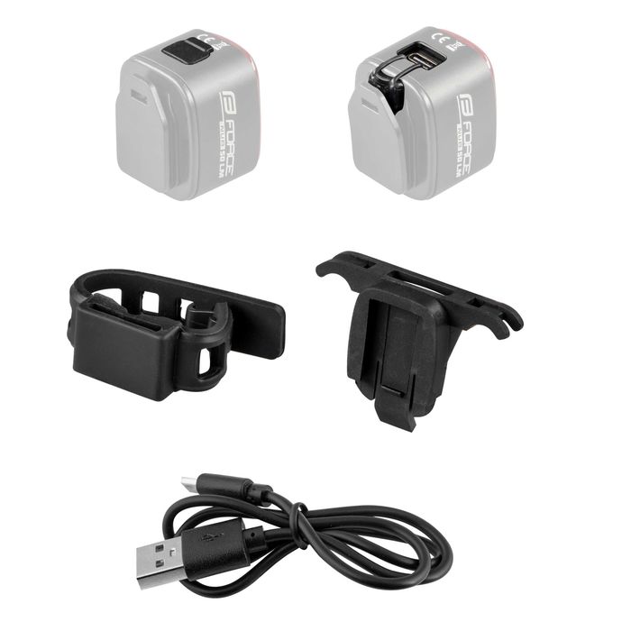 Задна LED стоп светлина за велосипед FORCE FLEA, 70 Lum, 1 Led, USB