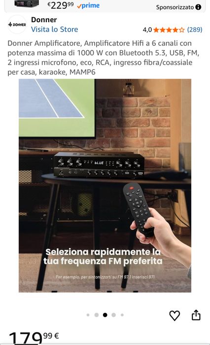 Amplificator audio Donner MAMP6, receiver stereo, karaoke, sigilat, OCAZIE, transport inclus