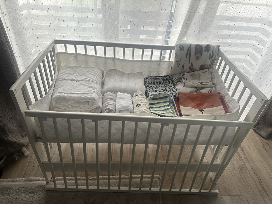 Pătuț IKEA GULLIVER + saltea cocos VYSSA + protecții – set complet