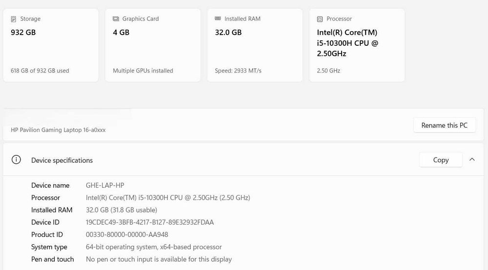 HP Pavilion Gaming 16 | i5-10300H | GTX 1650 Ti | 32GB RAM | 1TB SSD