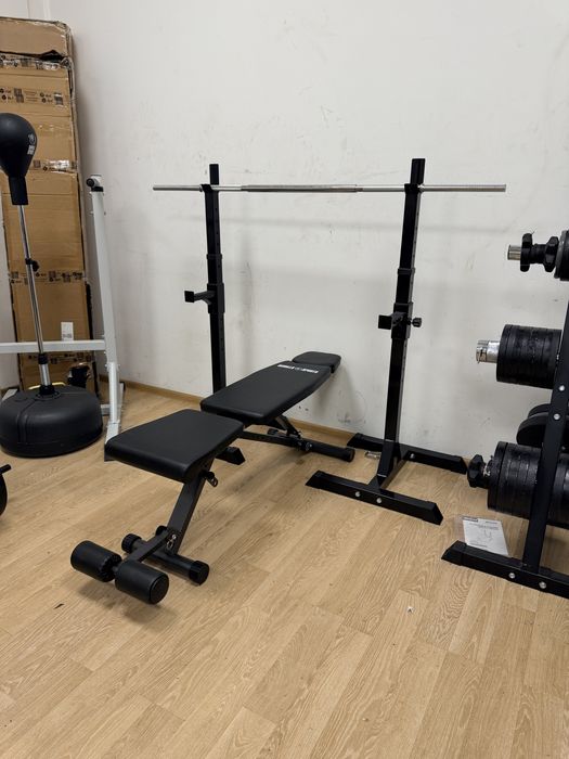 Set banca+Suport haltera pt. Piept si geno reglabile cu bara sau fara