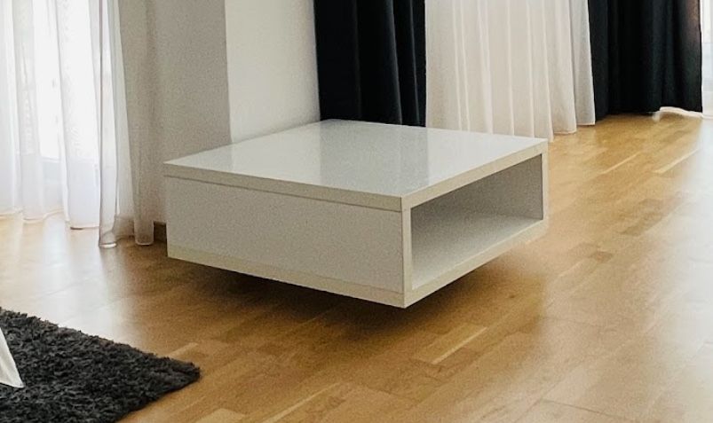 Masa cafea alb lucios