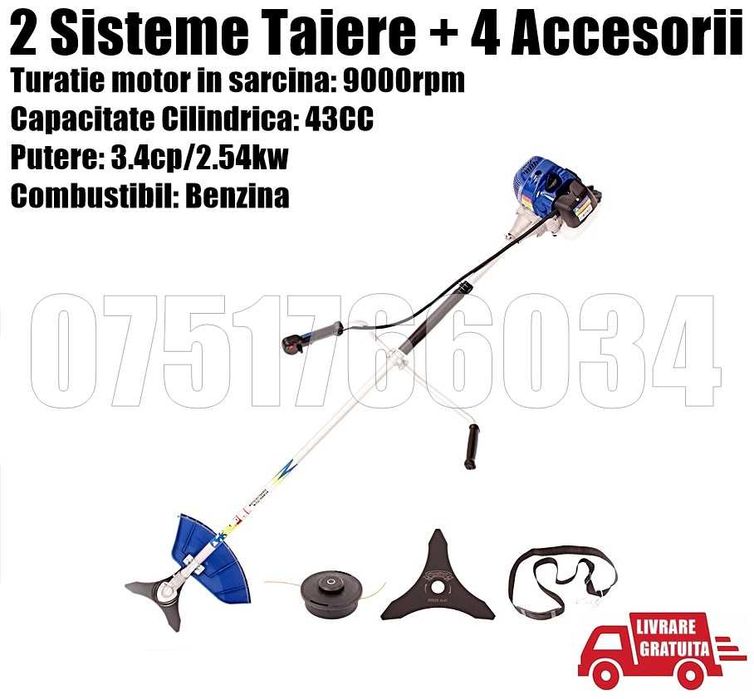 Motocoasa Motocositoare Benzina 3.4 CP 4 Accesorii Livrare GRATUITA