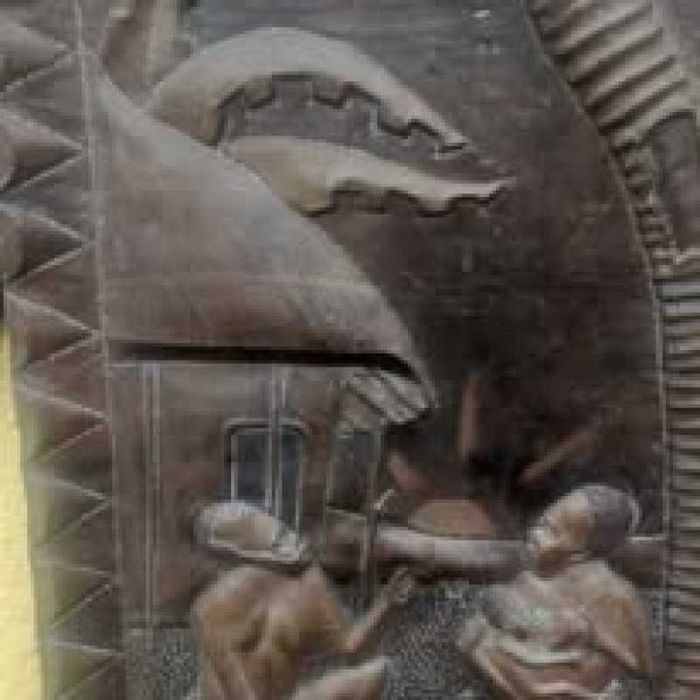 Tablou din cupru de exterior cu tenta africana