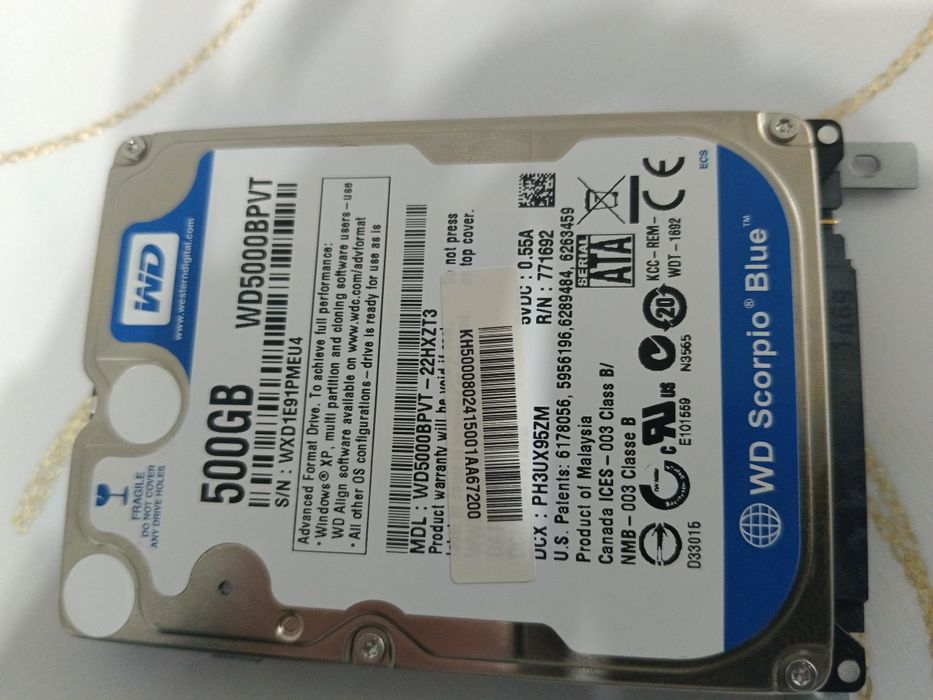 Жёсткий диск 500GB нотбука рабочий 1год