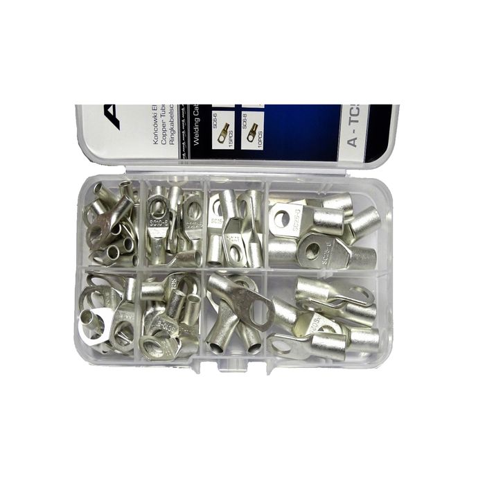 Set papuci electrici neizolati cu gaura, din cupru, 65 piese, Asta