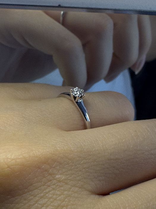 Inel logodna TEILOR aur alb 18k, cu diamant natural 0.202 ct - certificat