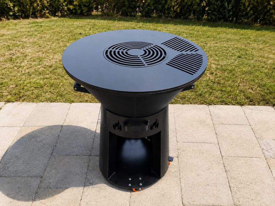 Plita Rotunda + Gratar 65cm. Otel 10MM, Suport Ceaun Inclus
