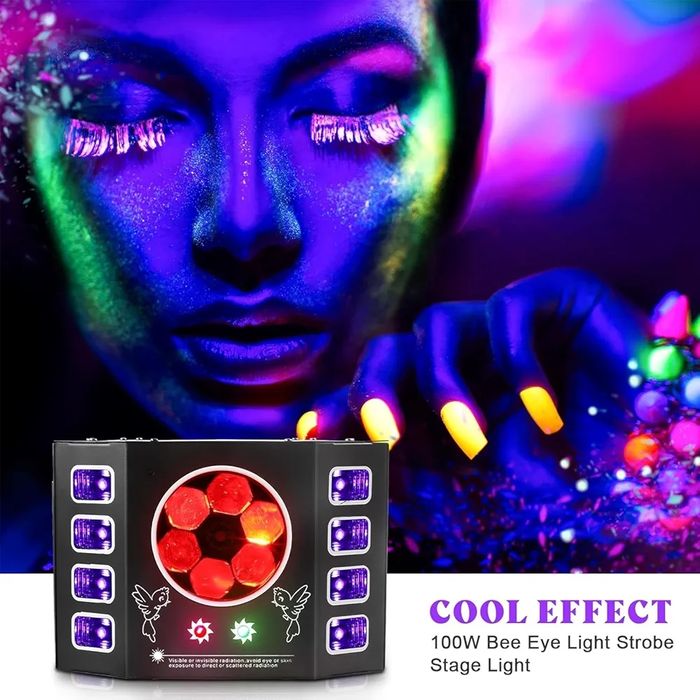 Lumini disco 4 in 1 cu flash UV - lumini de scena/nunta/party