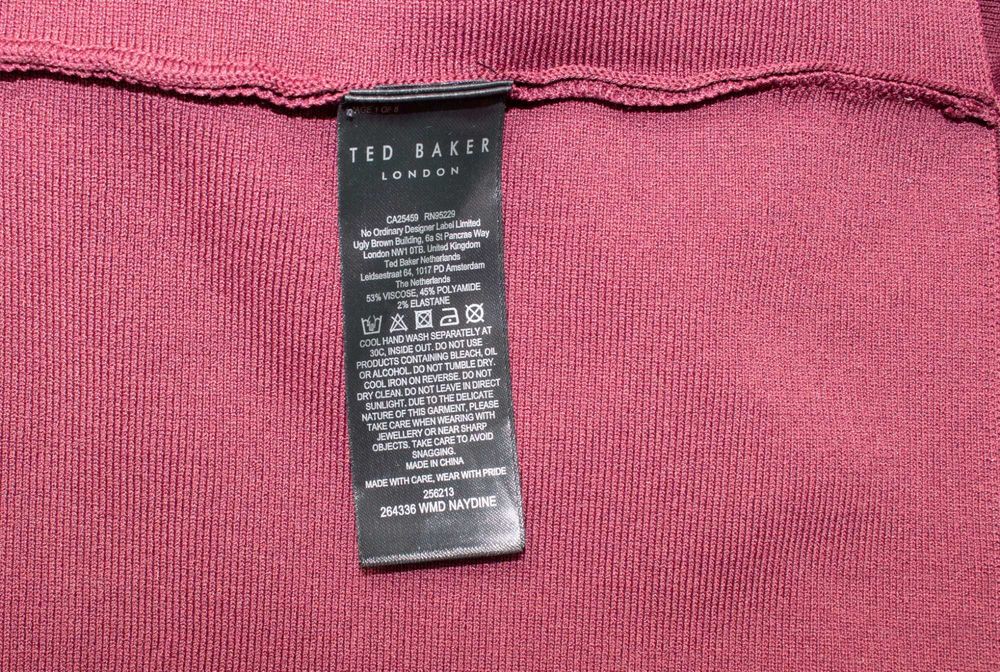 Ted Baker дамска рокля вишнава балон ръкави М