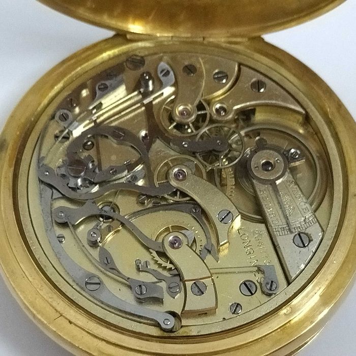 LONGINES джобен часовник, златен 18к, хронограф, перфектен,много рядък