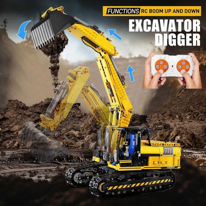 Set constructie, excavator, jucarie tip lego technic, Mould King