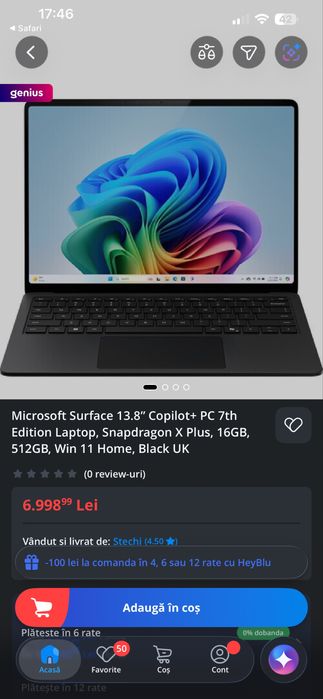 Ultrabook Microsoft Surface 13.8” Copilot+ PC 7th Edition Laptop Sigilat ! Nou ! 0 sec
