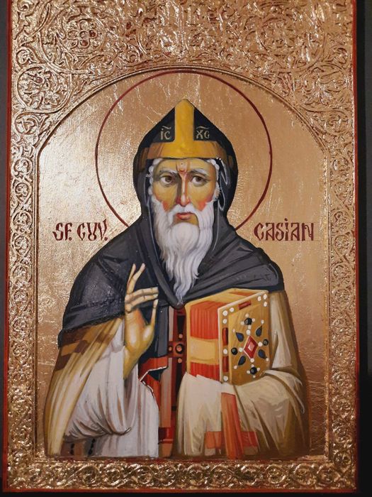 Sfantul Cuvios CASIAN, icoana pictata, 20 x 30 cm, ornament