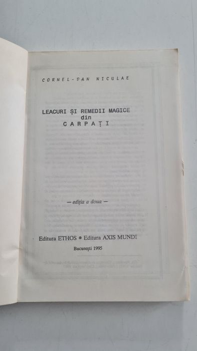 Leacuri si remedii magice din Carpati Cornel Dan Niculae  1995
Publicata in 199