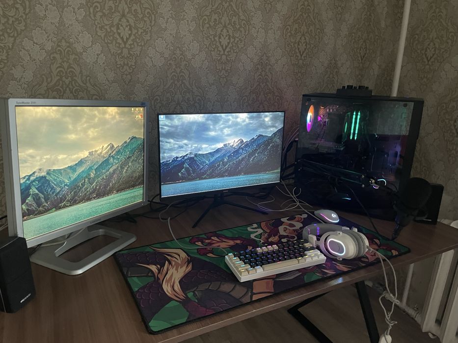 Игровой компьютер/Игровые девайсы/2 Монитора/ Саббуфер и 2 колонки.