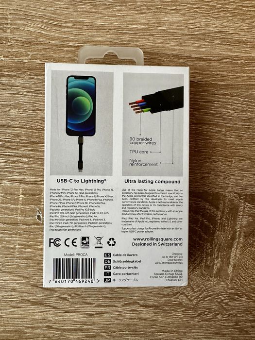 Cablu USB C Lightning inCharge original Rolling Square