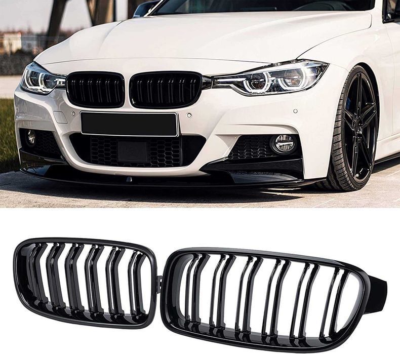Set 2 grile duble M negru lucios BMW Seria 3 F30 F31 2012-2018