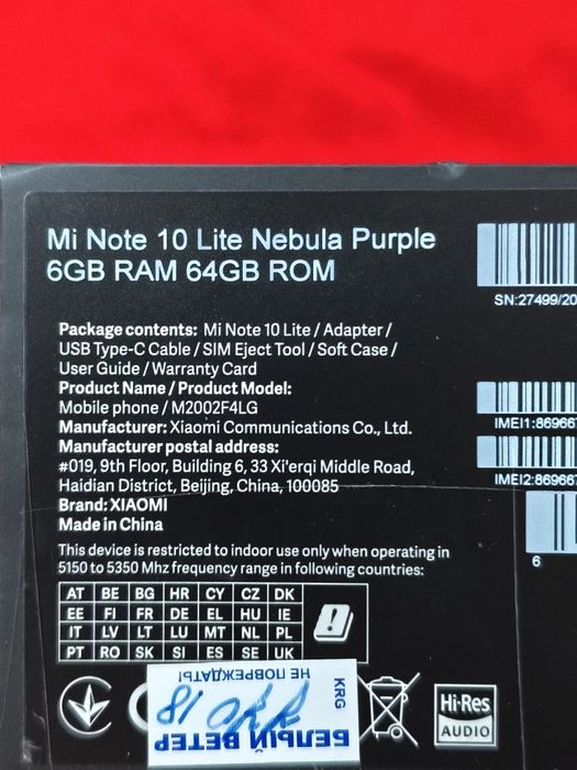 Продам смартфон xiaomi Mi note 10 lite