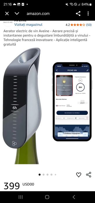 Aerator electric de vin Aveine - Aerare precisă și instantanee pentru