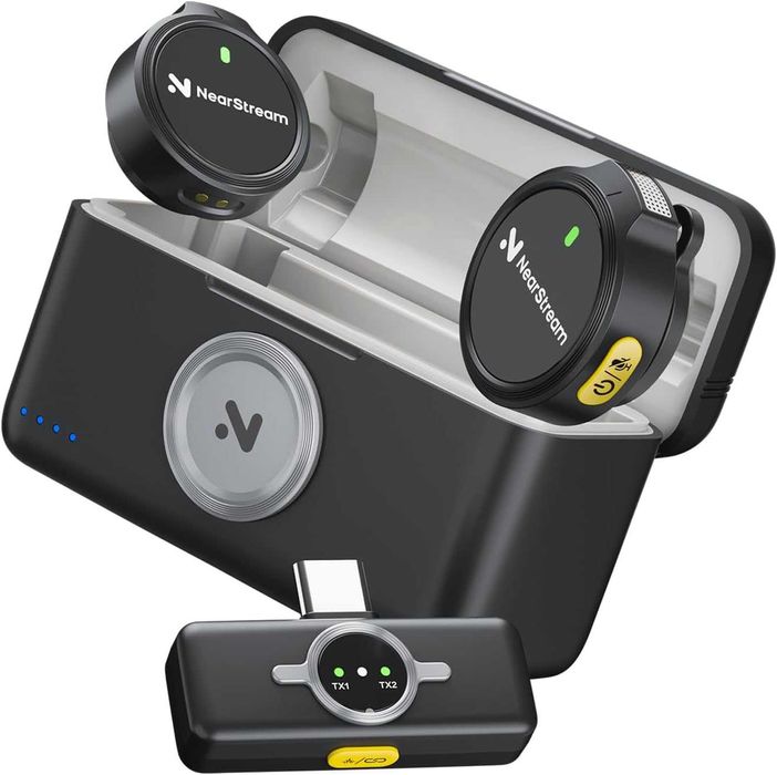 Безжични микрофони NearStream Lavalier за iPhone/Android/PC.