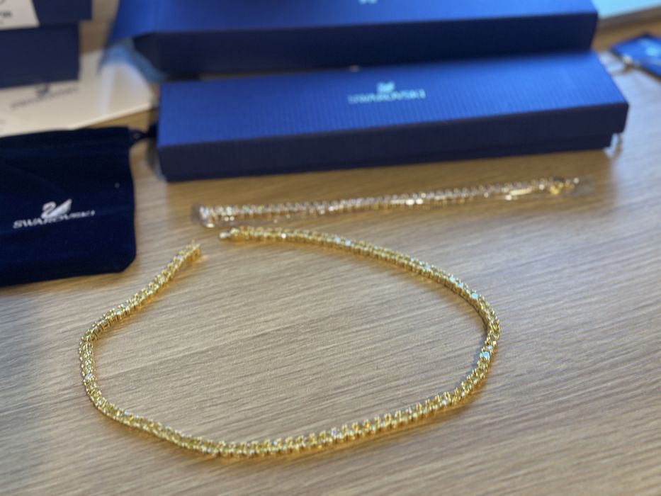 Set Colier si bratara Swarovski matrix tennis gold