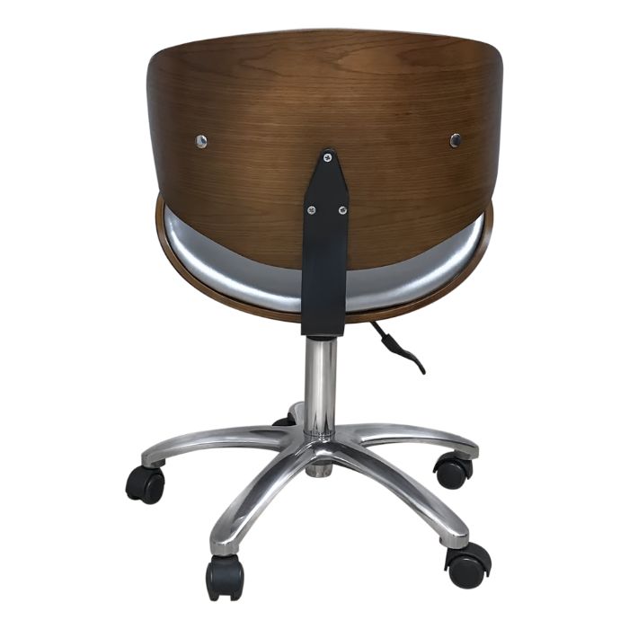 Табуретка с облегалка Hera - 43/55 - черна/бежова/сребриста