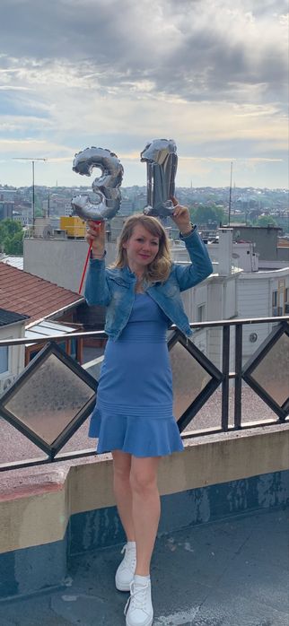 Светло синя рокля Trendyol Zara Mango