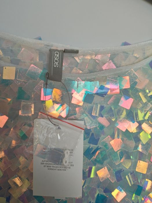 Ефектна Crop блуза с пайети ASOS размер UK 14