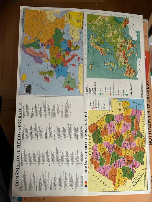 Plansa Harta Romaniei - unitati de relief si administrative