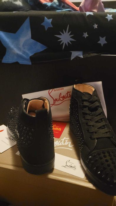 Sneakersi Louboutin High Negri - Calitate Superioara OFERTA