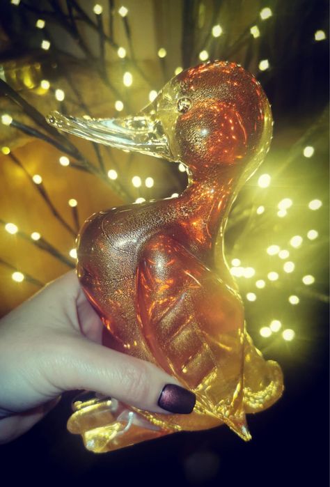 Стъклено пате Мурано АРХИМЕД СЕГУСО златни петна спец. рядка находка