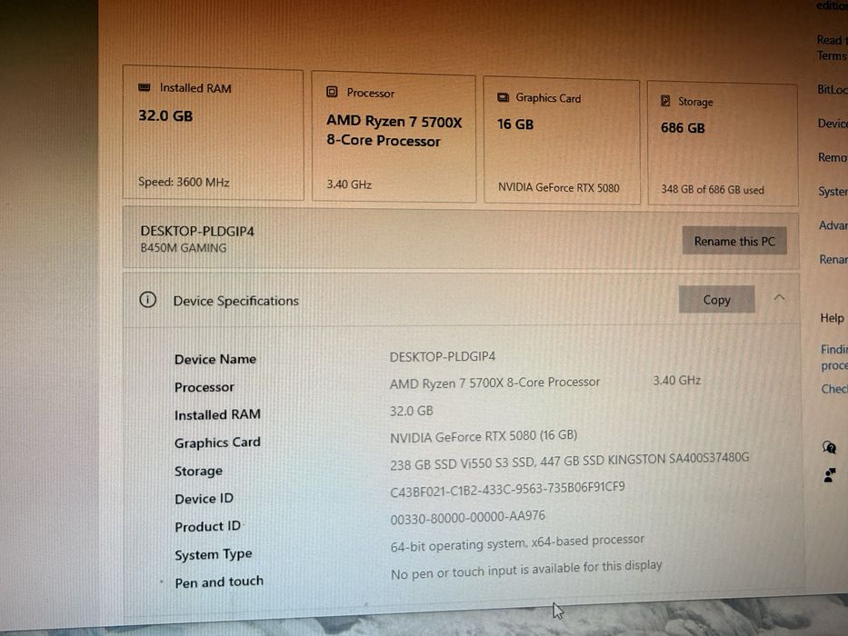 Pc gaming 5700x rtx 5080 32gb ram