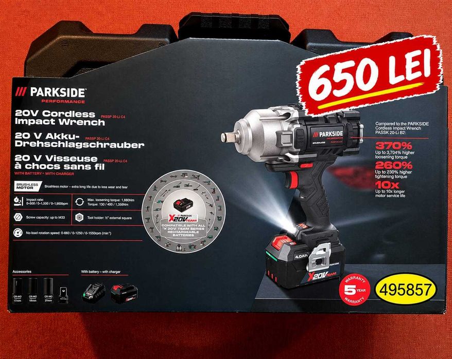 Parkside Performance PASSP 20-Li C4 20V (impact roti de 1898Nm)