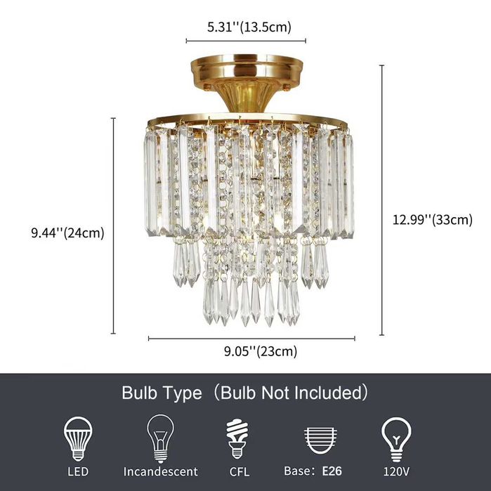 Lustra cristal moderna aurie diametrul 23cm plafoniera LED