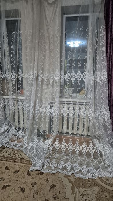 Тюль с узором бел