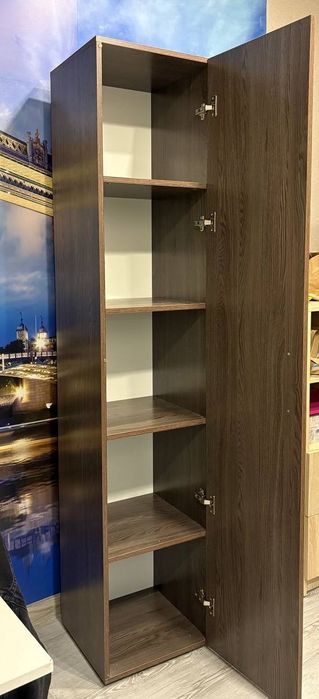 Шкаф-пенал с полками тёмный