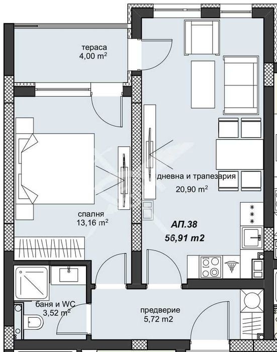 Продава се Двустаен апартамент в Пловдив, Христо Смирненски - 68 кв.м за 1509 €/кв.м - Снимка #2