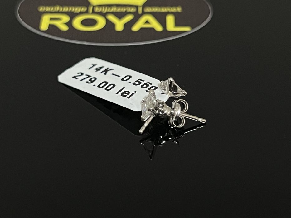 Bijuteria Royal CB : Cercei copil aur alb 14K 0,56 grame