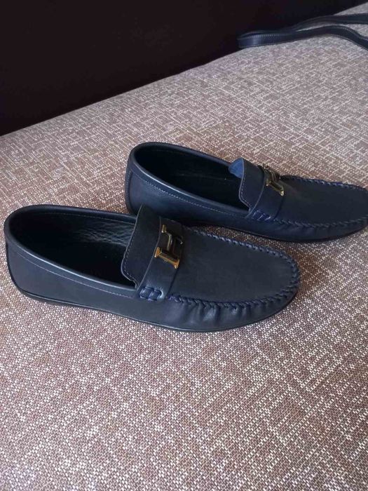 Тъмно сини мокасини!Номер 43!Естествена кожа!