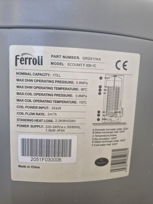 Vând boiler Ferroli 173 l