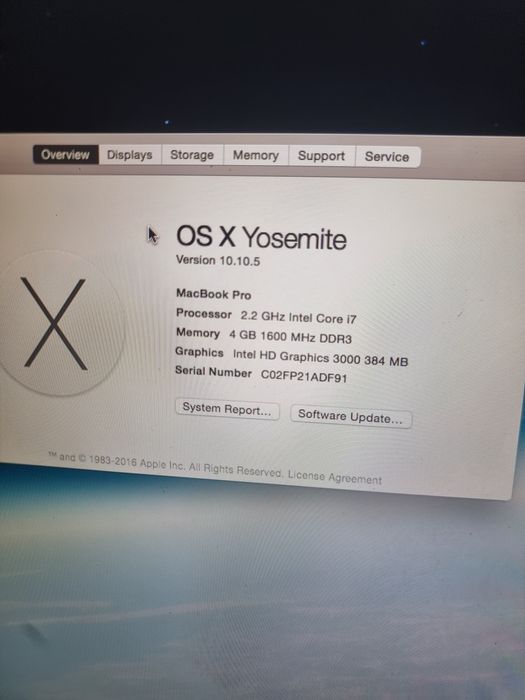 Macbook pro 15" i7 4gb ram hdd 500gb pentru piese