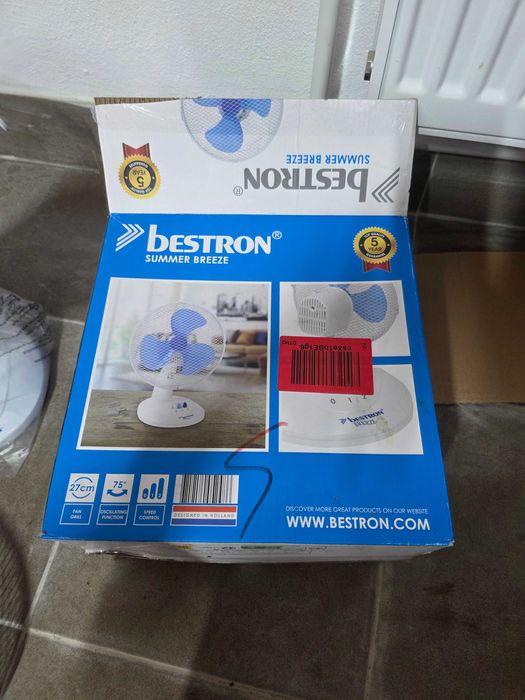 Ventilator de masă pivotant Bestron DDF27W, 27 cm, alb