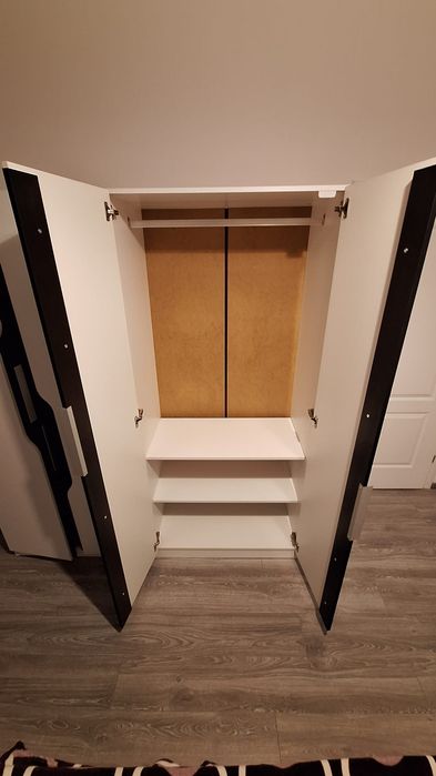 Dulap dressing 180x200 cu 4 uși - pat dormitor 160x200 somiera rabatabila cu 2 noptiere - comodă TV 260x55