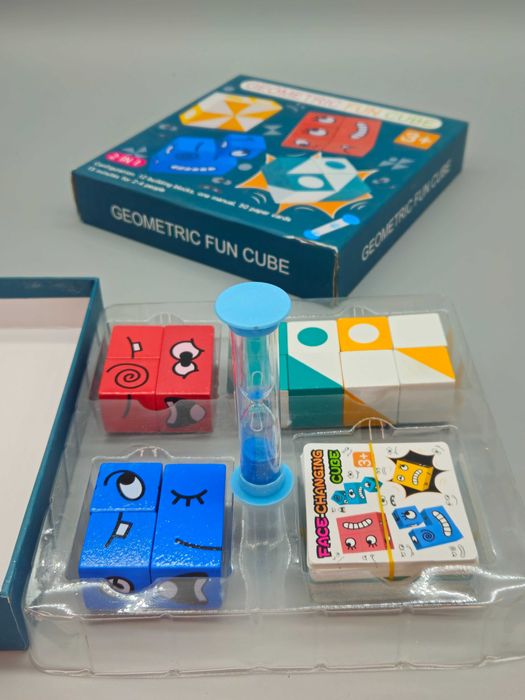 Нова! Логическа игра с кубчета и карти Geometric Fun Cube – (2в1), 3+