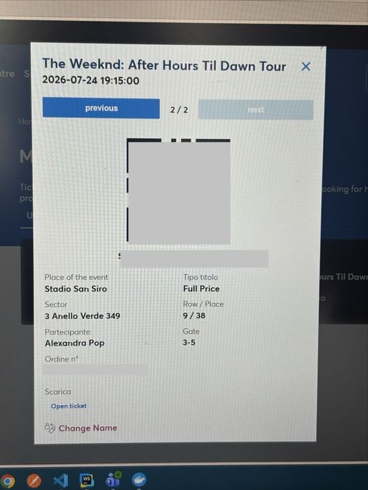 2 Bilete Concert The Weeknd: After Hours Til Dawn Tour 24 iulie - Milano