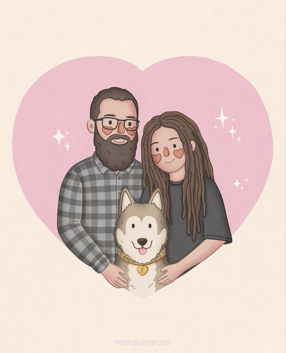 Подарък за Свети Валентин, Карикатура, Дигитален портрет по снимка