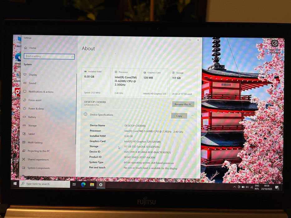 Laptop Fujitsu Lifebook E756, I5, 8GB RAM, 120GB SSD
